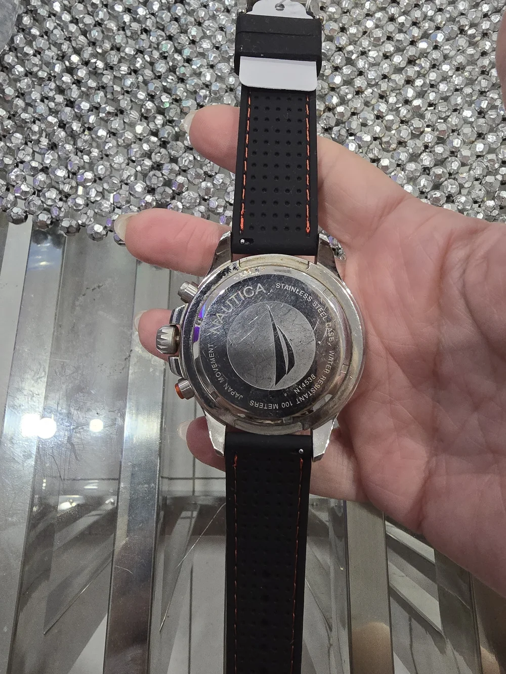 Nautica Black & Orange Chronograph Sport Watch